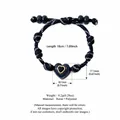 Verstellbares geflochtenes Seilarmband mit Herz-Harz-Anhänger in Dunkelblau und Weiß - Nr. 7 Herz Dunkelblaue Kordel