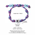 Verstellbares buntes Herz-Armband mit Harzperle und gewebter Kordel - Nr. 10 Herz Rosa-Hellblau Mehrfarbige Kordel