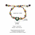 Handgefertigtes Regenbogen-Dopamin-Herzarmband mit verstellbarem Kordelzug und Harzanhänger - Nr. 11 Grünes Herz Zitronengelb-Lila Mehrfarbige Kordel