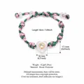 Handgefertigtes verstellbares Herz-Armband mit rosa-grünem Webseil und Harzanhänger - Nr. 12 Weißes Herz Hellrosa-Grün Gestreifte Kordel