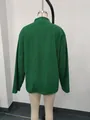 Detailed back view of a men's green corduroy long sleeve polo shirt featuring a stand collar - S / Tops / Green (Style 2)
