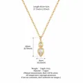 Elegant gold zircon teardrop pendant necklace with detailed size and weight specifications. - Two Zirconia Water Drop Pendant / Gold