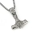Silberne Wikinger Mjölnir Hammer Halskette aus langlebigem Titanstahl für Herren - Symbol-Edition Thors Hammer / Antiksilber