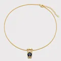 Bella collana con ciondolo bambino dorato, zircone blu e perla, regalo perfetto per bimbi. - Piccolo Ragazzo - Cuore Blu - Perla artificiale