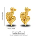 Getextureerde gouden hartvormige roestvrijstalen oorbellen in onregelmatig design - Gehamerd onregelmatig hartstijl (FY6103) / Goud