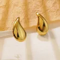 Elegante goudkleurige roestvrijstalen druppeloorbellen met een glad en glanzend oppervlak. - Onregelmatige waterdruppelstijl (FY6093) / Goud