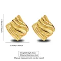 Onregelmatige golvende gouden oorbellen van roestvrij staal met gedetailleerde afmetingen - Golvende textuur geometrische blokstijl (FY6091) / Goud