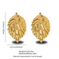 Gouden blad-vormige roestvrijstalen oorbellen met gepolijste golvende textuur - Realistische golvende bladstijl (FY6086) / Goud