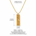 Gold 18K plated stainless steel Aries tarot card pendant necklace with measurements - Aries