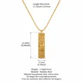 Gold stainless steel Taurus tarot card pendant necklace with measurement details. - Taurus