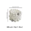 Multi-layer elastic pearl beaded bracelet with silver accent beads, 53g - Multi-row Elastic Pearl Wide Bangle (B4016)