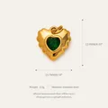 Gold-plated stainless steel heart pendant with green crystal and size dimensions - Green Heart Pendant