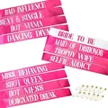 12-piece bachelorette party sash set in pink and white with fun printed slogans - 160*9.5cm / 12pcs Set