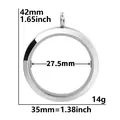 Silver stainless steel floating glass locket pendant with dimensions and weight - Smooth Style (Pendant Only) / 35mm / Steel