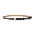 Ceinture fine en cuir de vachette noir pour femme avec boucle dorée pour décoration robe - Boucle à Aiguille Longue / 105cm / Noir