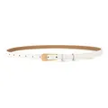 Ceinture fine élégante en cuir de vachette blanc pour femmes avec boucle dorée pour robes - Boucle à Aiguille Longue / 105cm / Blanc