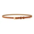 Ceinture fine en cuir véritable beige avec boucle dorée pour robes et costumes femme - Boucle à Aiguille Longue / 105cm / Chameau