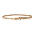 Elegant minimalist thin genuine leather belt for women in tan with a golden metal buckle - Long Needle Buckle / 105cm / Khaki