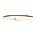 Elegant slim white genuine cowhide leather belt for women featuring a gold buckle - Square Pin Buckle / 105cm / White