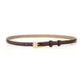 Ceinture fine en cuir véritable marron pour femme avec boucle en métal doré élégante - Boucle à Aiguille Longue / 105cm / Café