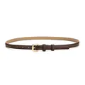 Minimalist thin brown cowhide leather belt for women with premium gold buckle - Square Pin Buckle / 105cm / Coffee