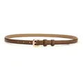 Elegant thin brown genuine leather belt for women featuring a polished gold buckle - Square Pin Buckle / 105cm / Caramel color