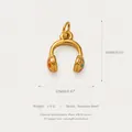 18K gold-plated stainless steel headphone charm with colorful enamel dots, weight 1.9g - Headphone / Gold