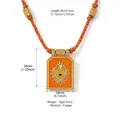 Fashionable bohemian colorful rope necklace with gold heart tarot pendant measurement. - Orange Necklace (With Beads)
