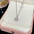 Elegant cushion-cut crystal halo pendant necklace in silver stainless steel finish - Square Pendant Style (X133) / Silver