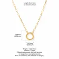 Elegant 18K gold plated copper circle pendant necklace with adjustable length link chain - Paperclip Chain Round Ring / Gold
