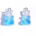 Translucent blue gradient resin gummy bear charm with glitter for DIY jewelry making - Style A10-141 / 1 Piece (22*11mm) / Glitter Transparent Blue