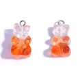 A pair of transparent orange gradient resin gummy bear charms featuring silver metal rings - 22*11mm / Sparkling Transparent Coffee