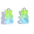 Green and blue gradient gummy bear resin charms with glitter for DIY jewelry making - 22*11mm / Sparkling Green & Blue