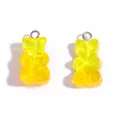 Cute yellow translucent gummy bear resin pendant with silver ring for DIY jewelry making - 22*11mm / Sparkling Yellow & Orange