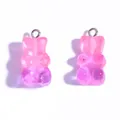 Translucent pink and purple gradient gummy bear resin pendants for DIY jewelry crafts - 22*11mm / Sparkling Pink & Purple