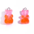 Translucent pink and orange gradient resin gummy bear charms for DIY jewelry making. - 22*11mm / Sparkling Pink & Orange