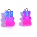High-quality colorful blue-pink gradient gummy bear resin charm for DIY jewelry making - 22*11mm / Sparkling Royal Blue & Rose Red