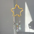 Macro view of star sun catcher with citrine stones and rainbow prism reflections. - 50cm / Yellow Crystal (HD4)