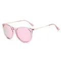 Stylish retro cat-eye polarized sunglasses featuring pink transparent frames and gold temples - Transparent Pink Frame Pink Mirrored Polarized C22