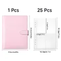 Raccoglitore rosa A5 per risparmio con 25 pagine trasparenti per il budget - 25 Tasche / Rosa