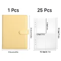 Set completo raccoglitore budget A5 in pelle PU gialla con 25 buste trasparenti - 25 Tasche / Giallo