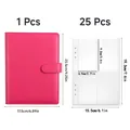 Raccoglitore budget A5 rosa con 25 buste trasparenti per contanti - 25 Tasche / Rosso rosa