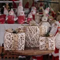 3er Set weiß gewebte LED-Weihnachtsgeschenkboxen mit Juteband für Feiertagsdeko - 3er-Set Ohne Licht (E6568) / Weiß