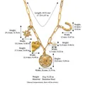 Gold stainless steel multi-charm necklace with heart and coin pendant details - Complete Multi-Pendant Set