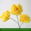Variante SKU: Rosa artificiale gialla a 3 teste, altezza 66cm, decoro per eventi - Rosa Diamante a 3 teste Giallo