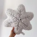 White snowflake shaped plush pillow featuring a cute smiley face for Christmas decoration - Snowflake Style (6127221448985) / 40CM / White