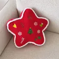 Red star-shaped Christmas decorative plush pillow with festive holiday embroidery - Embroidered Star Shape (6127221448989) / 40CM / Red