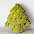 Green Christmas tree plush pillow with embroidered holiday patterns for sofa decoration - Christmas Tree Shape (6127221448990) / 40CM / Green