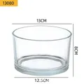 Portacandele minimalista in vetro piatto trasparente con diametro 13 cm e altezza 8 cm - Stile Grande Trasparente (13080) / 730ml