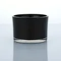 Minimalist black glass candle jar with thick clear base for luxury aromatherapy - Glossy Classic Black / 140ml